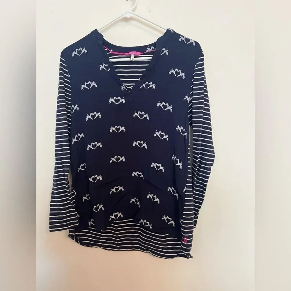 Navy and White Striped Long Sleeve Top